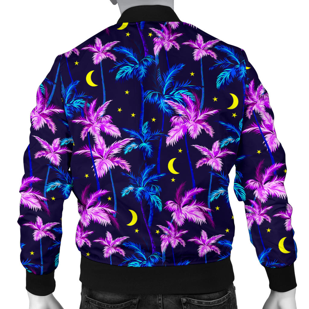 Palm Tree Night Scene Design Print Men Bomber Jacket