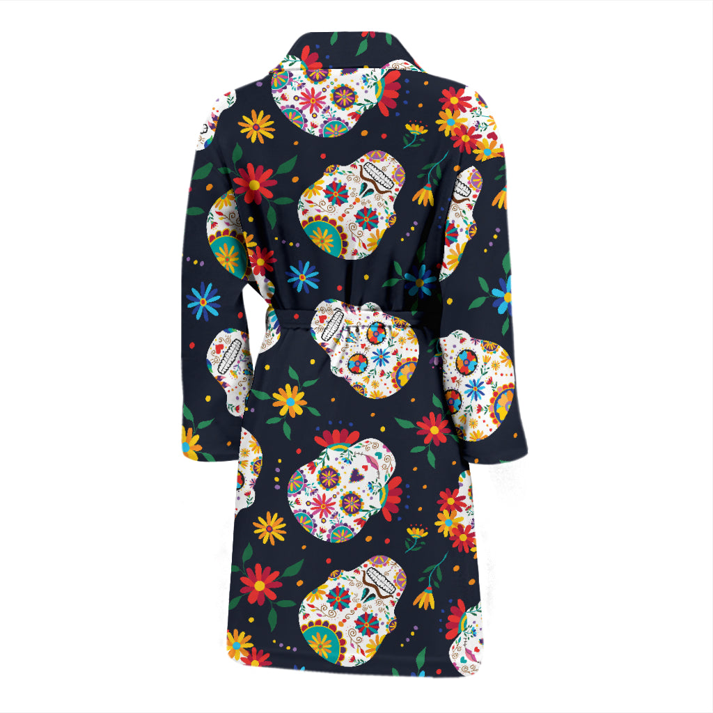 Sugar Skull Print Design LKS305 Men Bathrobe