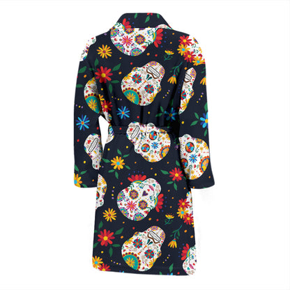 Sugar Skull Print Design LKS305 Men Bathrobe