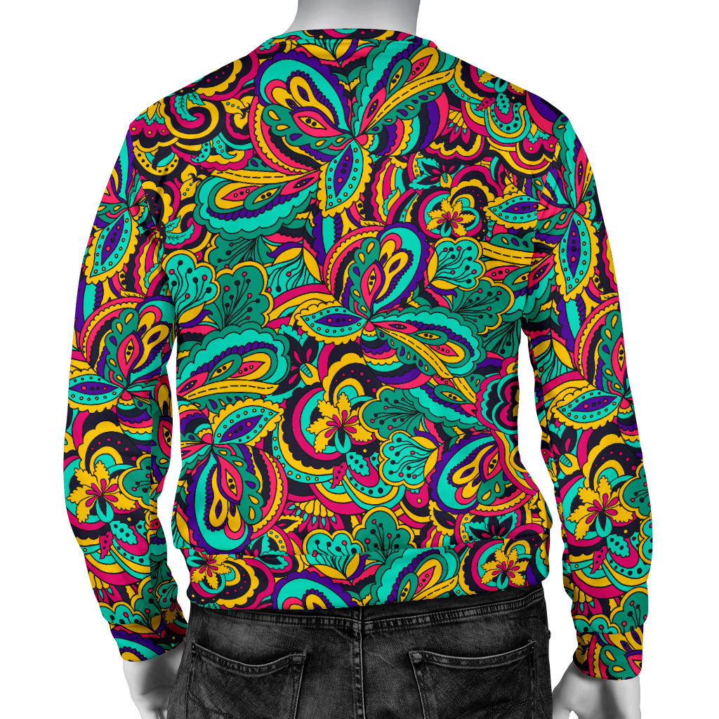 Psychedelic Trippy Floral Design Men Long Sleeve Sweatshirt