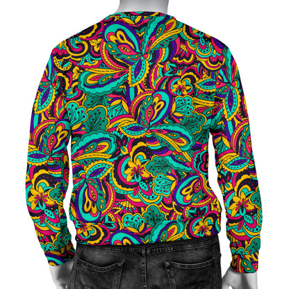 Psychedelic Trippy Floral Design Men Long Sleeve Sweatshirt