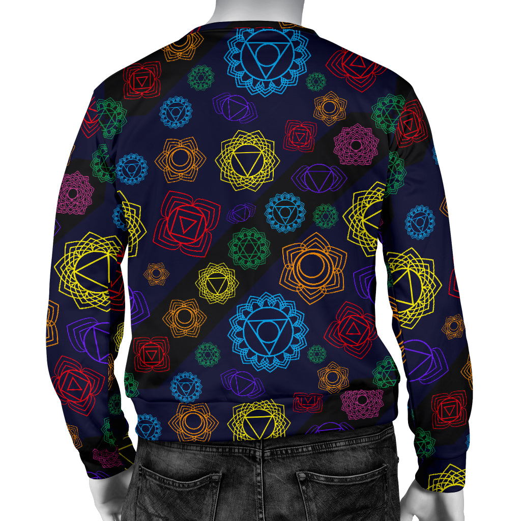 Chakra Colorful Print Pattern Men Long Sleeve Sweatshirt