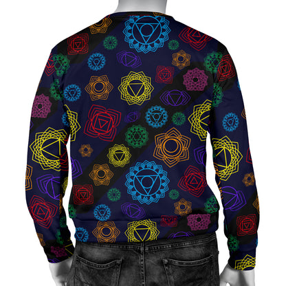 Chakra Colorful Print Pattern Men Long Sleeve Sweatshirt
