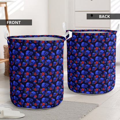Skull Roses Neon Design Themed Print Laundry Basket