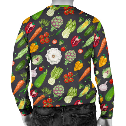 Vegan Pattern Themed Design Print Men Long Sleeve Sweatshirt