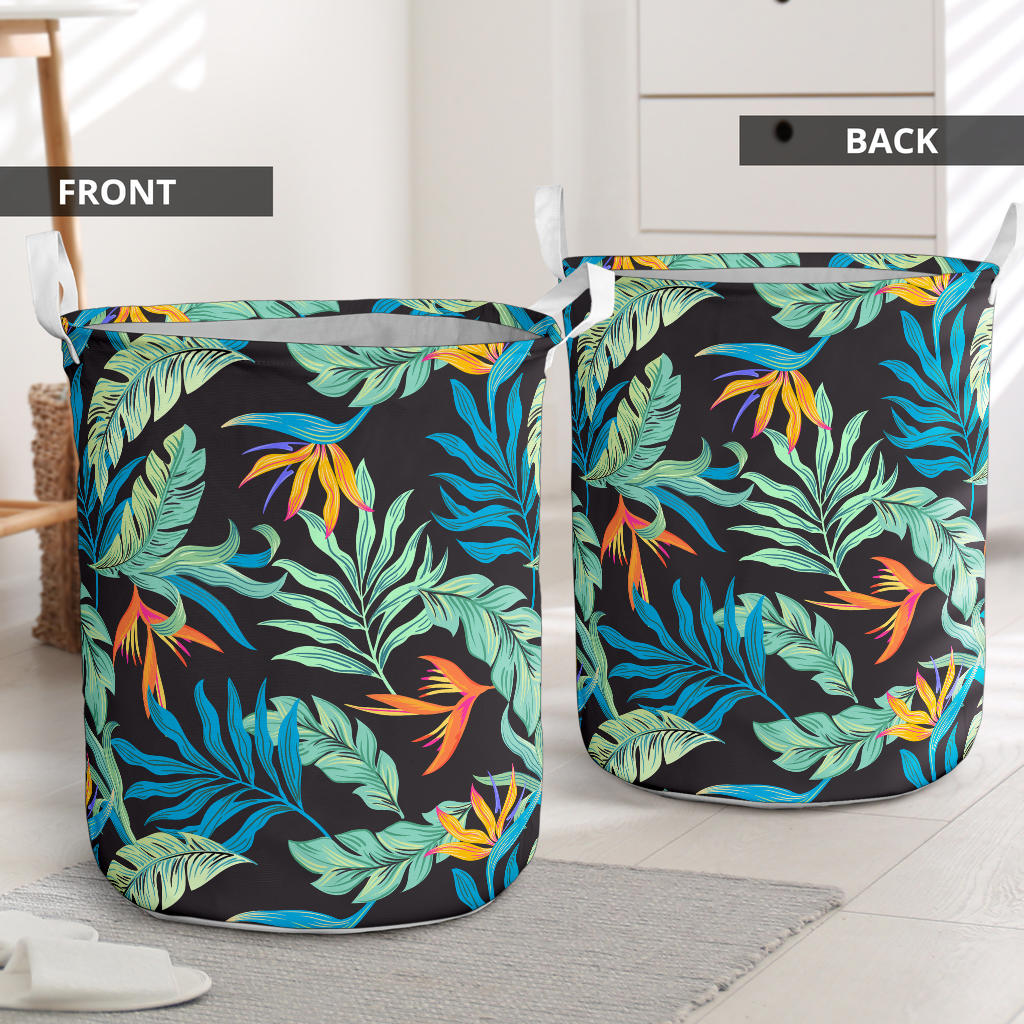 Tropical Palm Leaves Hawaiian Flower Laundry Basket