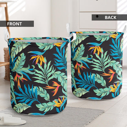 Tropical Palm Leaves Hawaiian Flower Laundry Basket