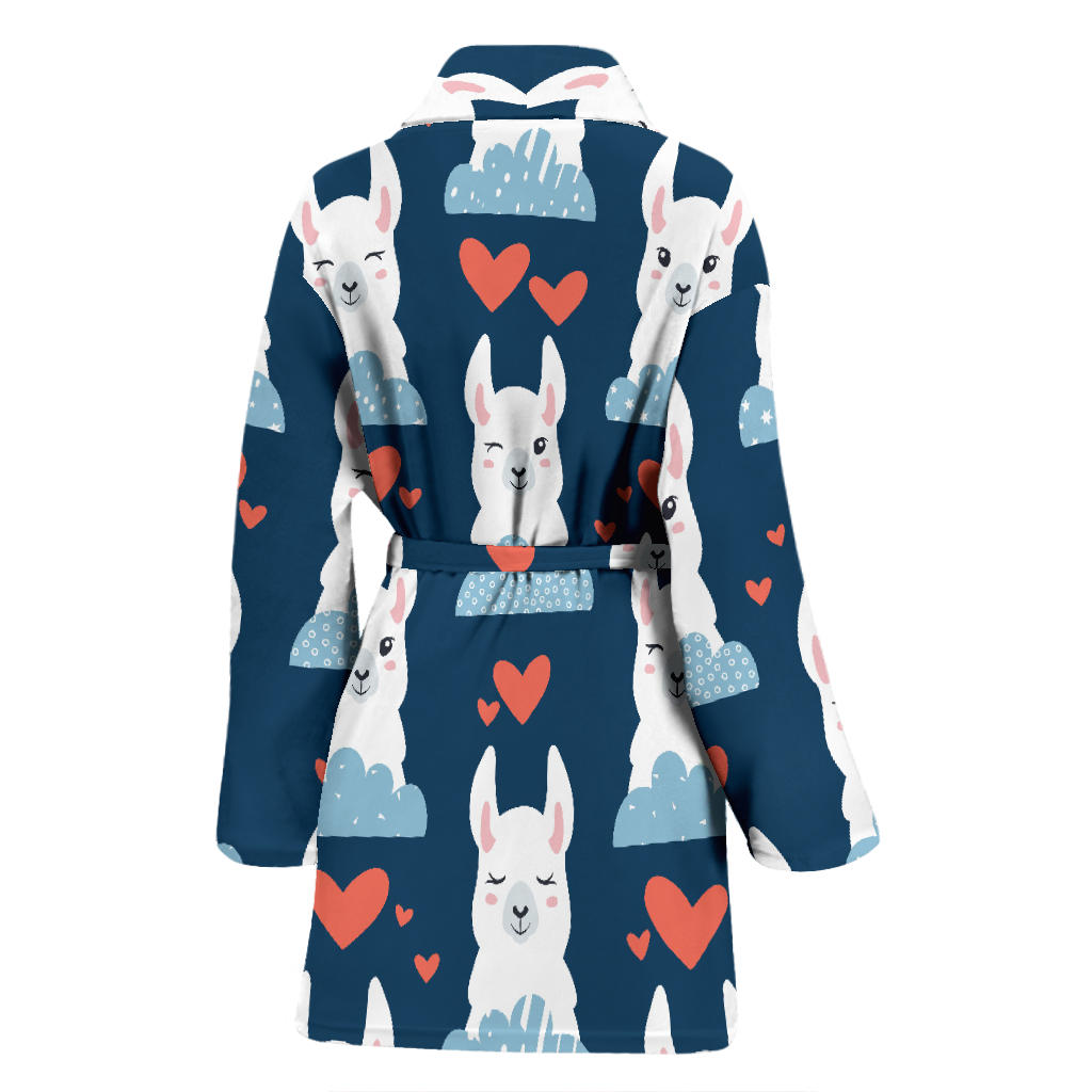 Alpaca Love Pattern Print Design 05 Women Bathrobe