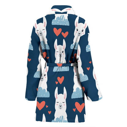 Alpaca Love Pattern Print Design 05 Women Bathrobe