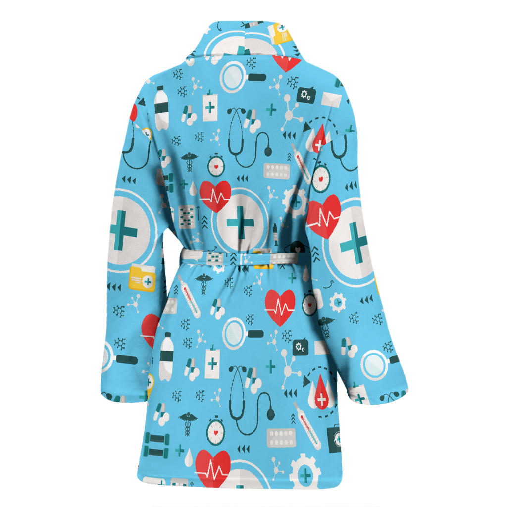 Medical Pattern Print Design 06 Women Bathrobe