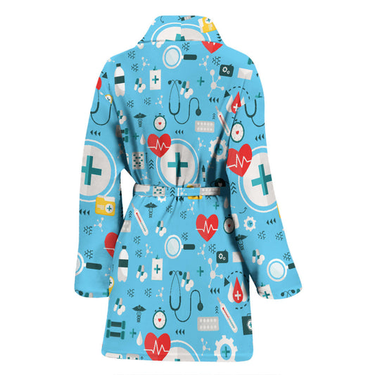 Medical Pattern Print Design 06 Women Bathrobe