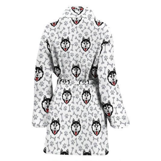 Siberian Huskies Print Design LKS305 Women Bathrobe
