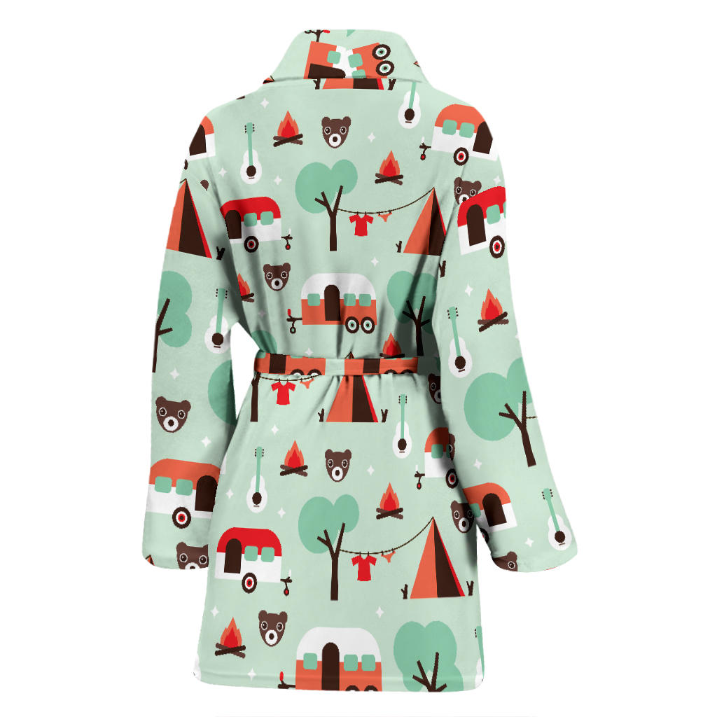 Camper Tent Pattern Print Design 01 Women Bathrobe