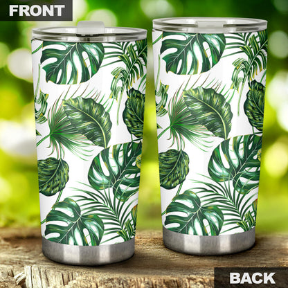 Green Pattern Tropical Palm Leaves Tumbler