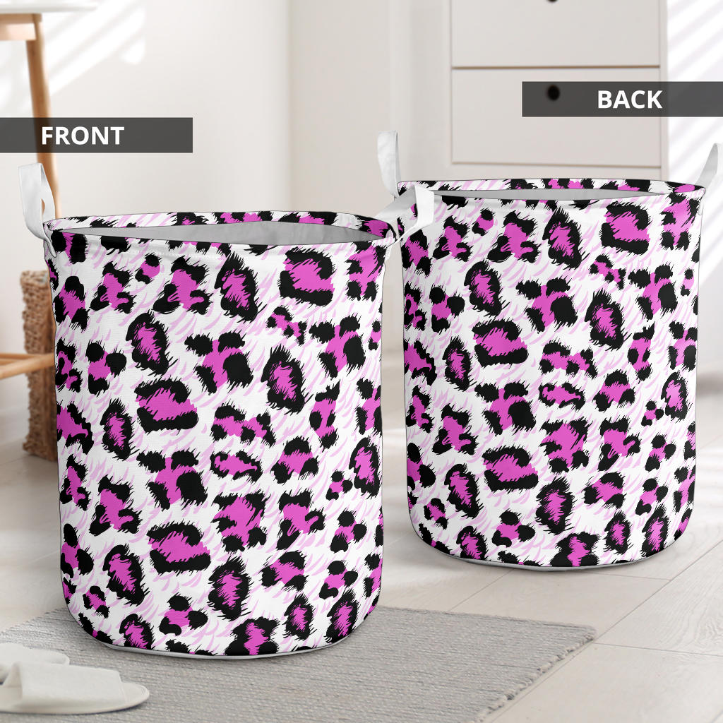 Leopard Pink Skin Print Laundry Basket