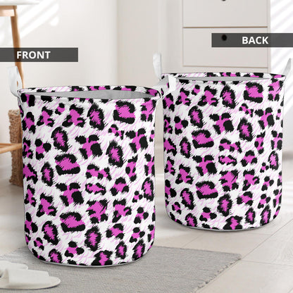 Leopard Pink Skin Print Laundry Basket