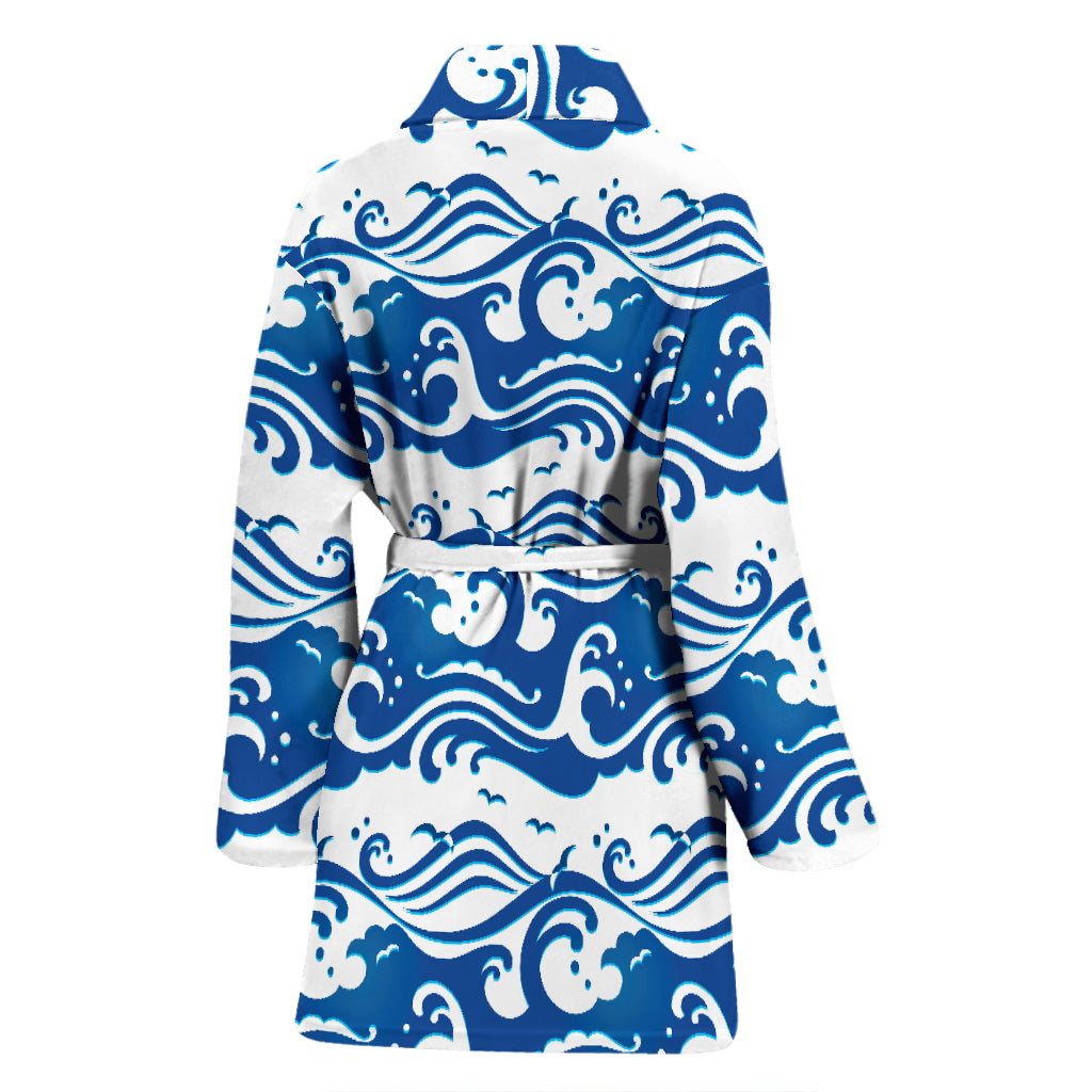 Wave Print Design LKS303 Women Bathrobe