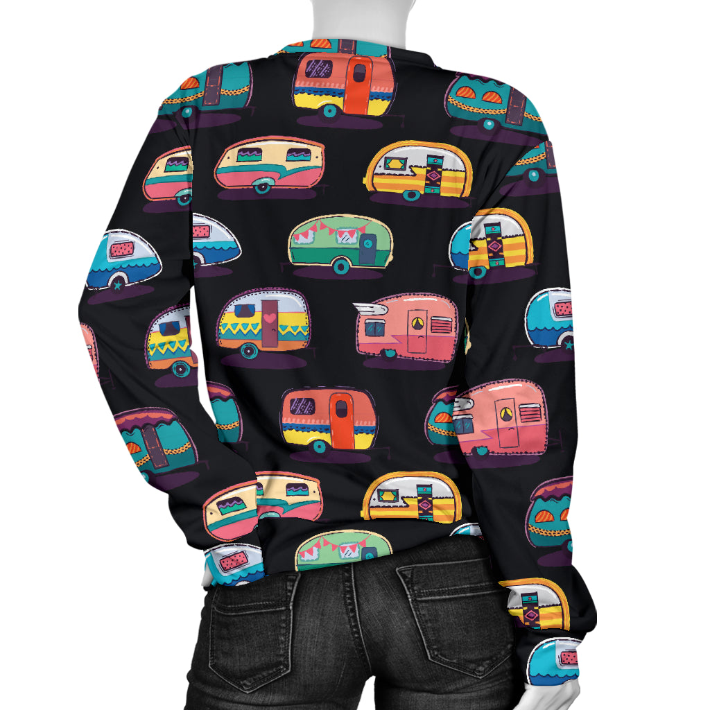 Camper Camping Pattern Women Long Sleeve Sweatshirt