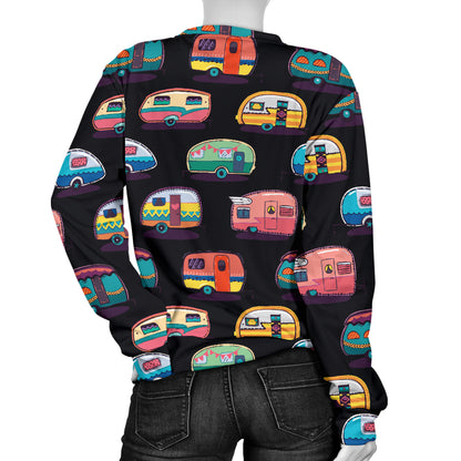 Camper Camping Pattern Women Long Sleeve Sweatshirt