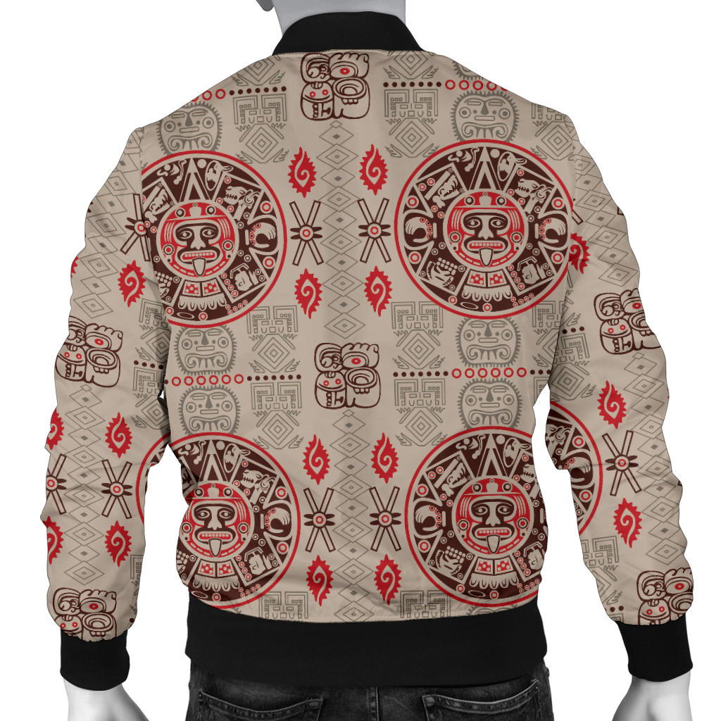 Calendar Aztec Print Pattern Men Bomber Jacket