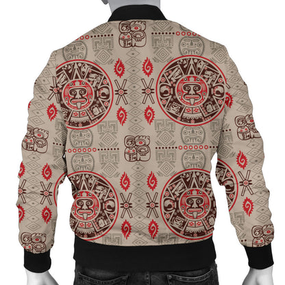 Calendar Aztec Print Pattern Men Bomber Jacket
