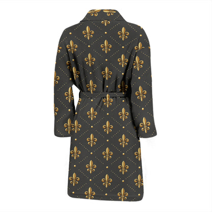 Fleur De Lis Print Design LKS402 Men Bathrobe