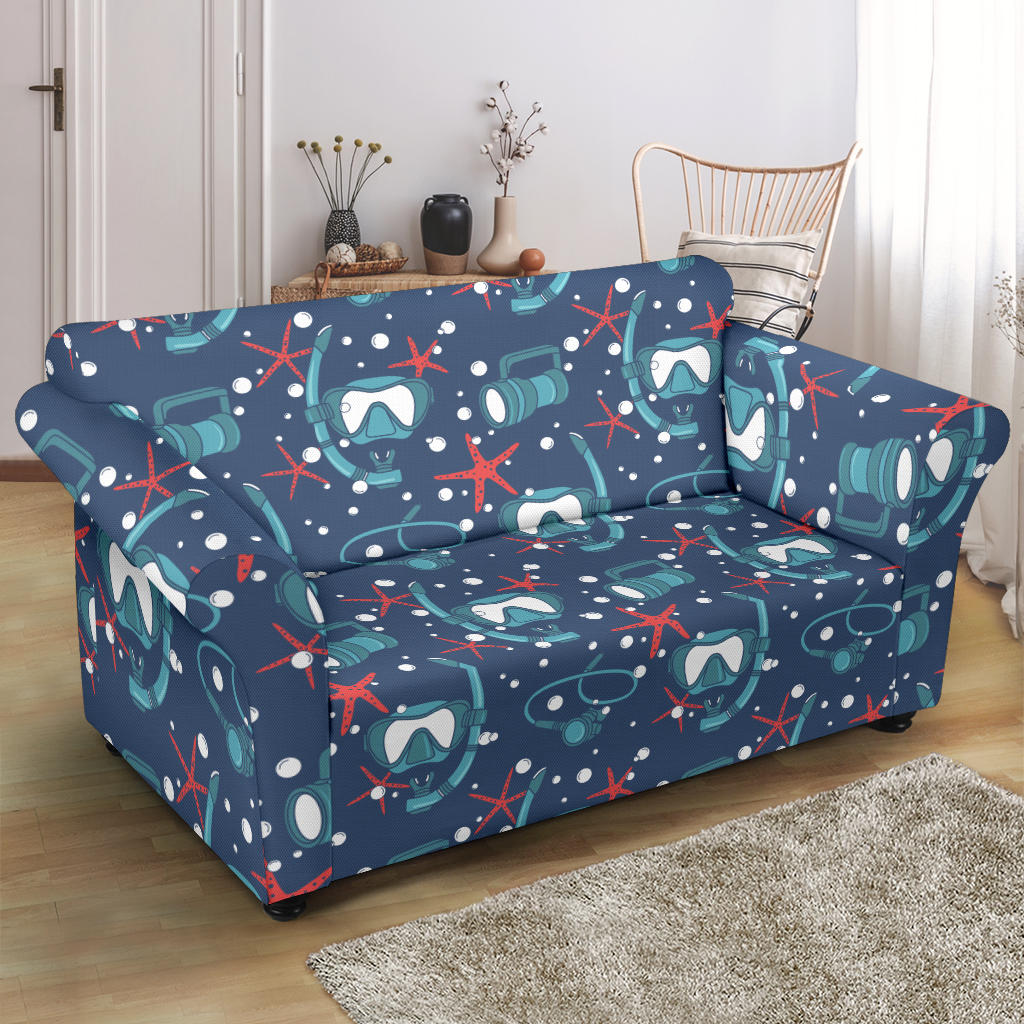 Scuba Equipment Print Design LKS302 Loveseat Couch Slipcover
