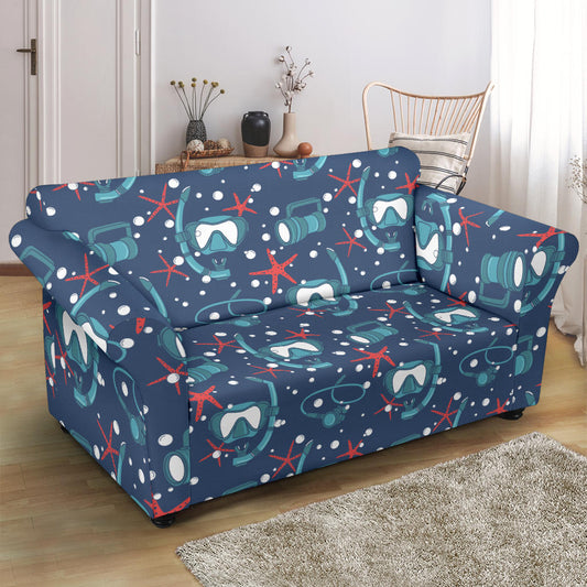 Scuba Equipment Print Design LKS302 Loveseat Couch Slipcover