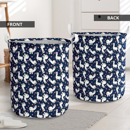 Alpaca Heart Star Design Themed Print Laundry Basket
