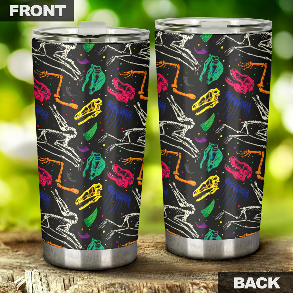 Dinosaur Skull Color Print Pattern Tumbler