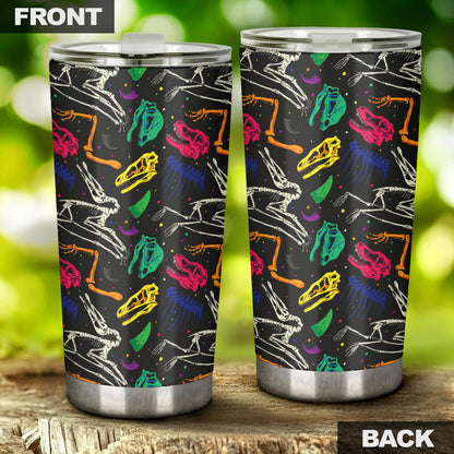 Dinosaur Skull Color Print Pattern Tumbler