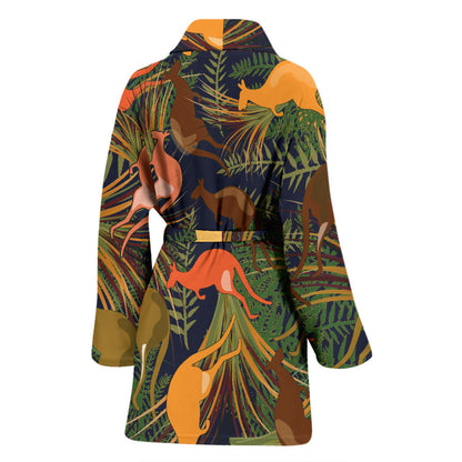 Kangaroos Pattern Print Design 07 Women Bathrobe
