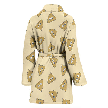 Poop Emoji Pattern Print Design A02 Women Bathrobe