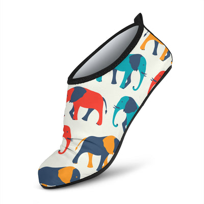 Elephant Colorful Print Pattern Aqua Water Shoes