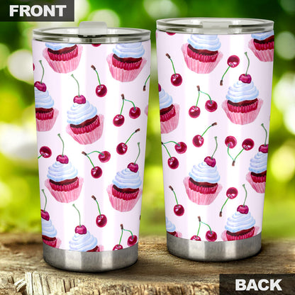 Cherry Cupcake Pink Pattern Tumbler