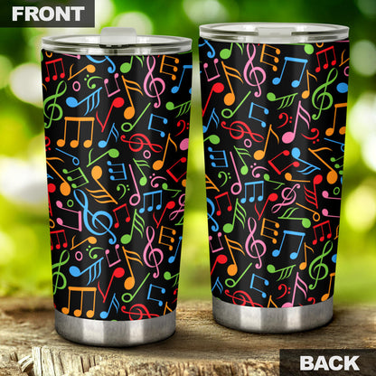 Music Note Colorful Themed Print Tumbler