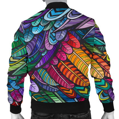 Feather Multicolor Design Print Men Bomber Jacket