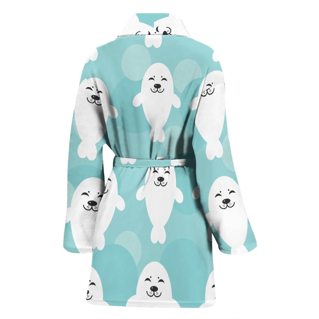 Sea Lion Baby Pattern Print Design 01 Women Bathrobe