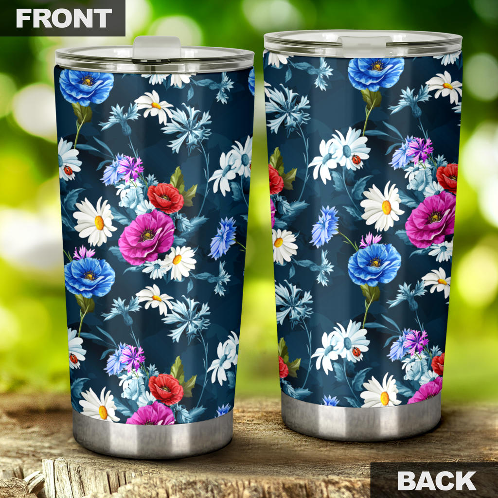 Floral Blue Themed Print Tumbler