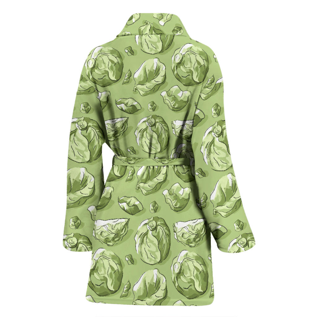 Brussels Sprouts Pattern Print Design 01 Women Bathrobe