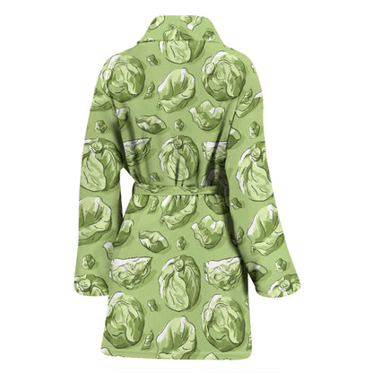 Brussels Sprouts Pattern Print Design 01 Women Bathrobe