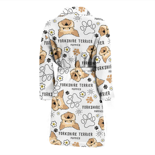 Yorkshire Terriers Print Design LKS308 Men Bathrobe