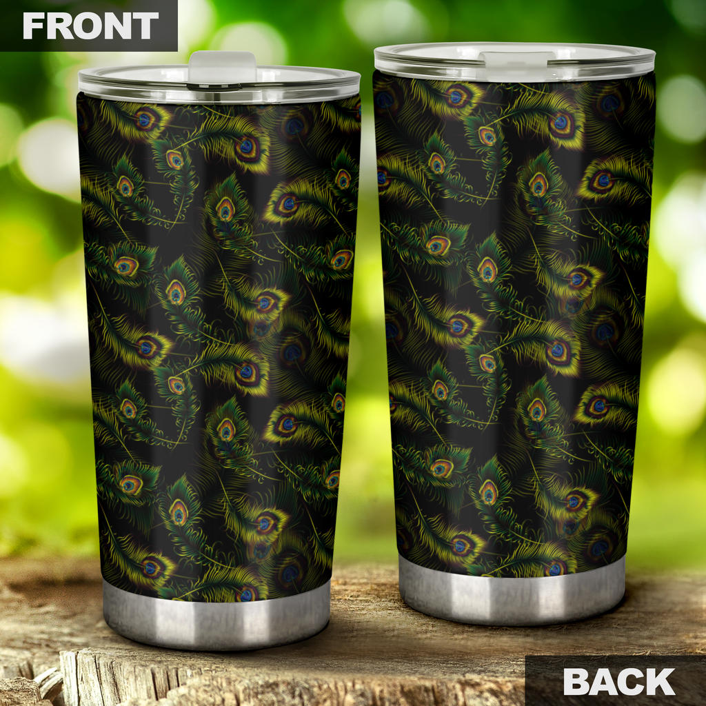 Peacock Feather Pattern Design Print Tumbler