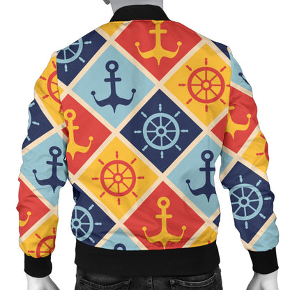 Nautical Pattern Design Themed Print Men Bomber Jacket