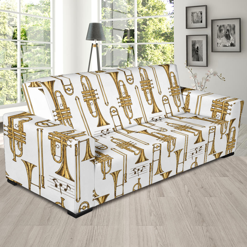 Trombone Pattern Print Design 04 Sofa Slipcover