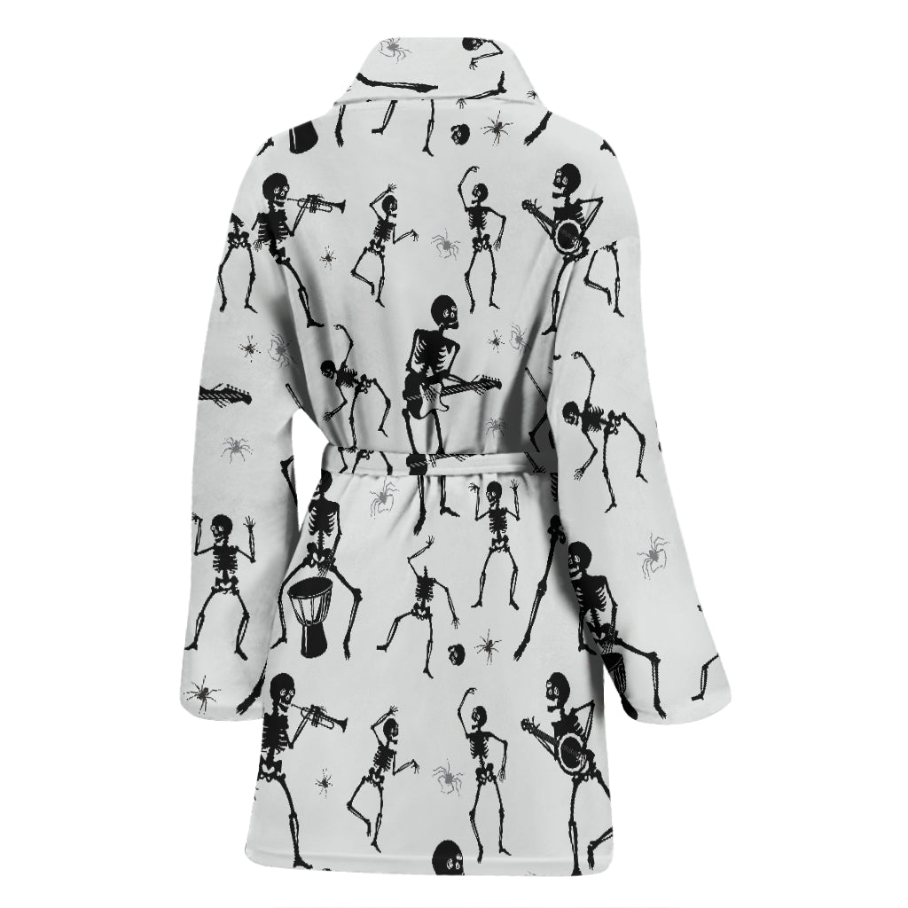 Skeleton Music Player Print Design LKS303 Women Bathrobe
