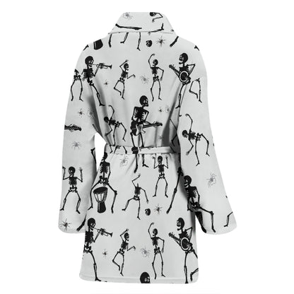 Skeleton Music Player Print Design LKS303 Women Bathrobe
