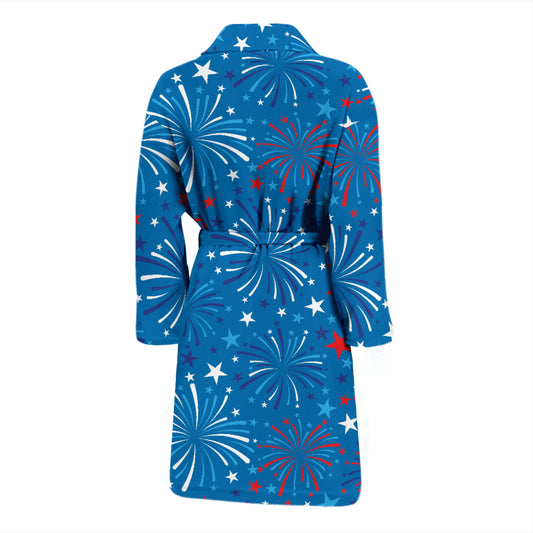 Firework Celebration Print Design LKS304 Men Bathrobe
