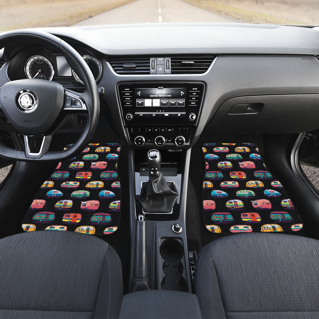 Camper Camping Pattern Car Floor Mats Front Back