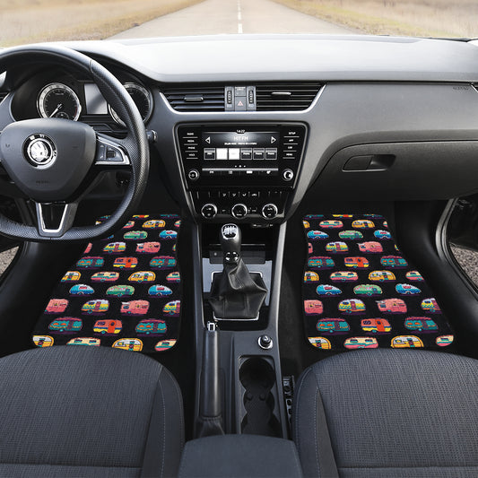 Camper Camping Pattern Car Floor Mats Front Back